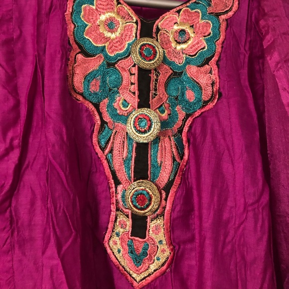 Embroidered magenta anarkali suit - Picture 2 of 3
